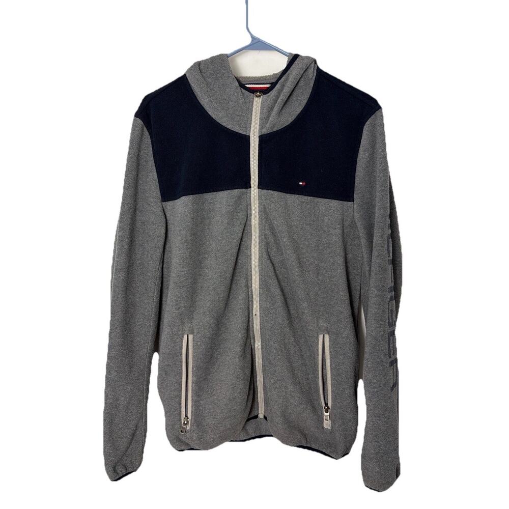 Tommy Hilfiger Fleece Mens Small Gray Full Zip Outdoor Jacket